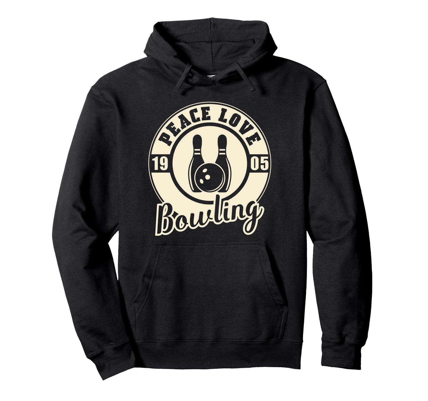 Peace Love Bowling Hoodie - Trendy Graphic Men Women - T-Shirt, Sweatshirt, Hoodie