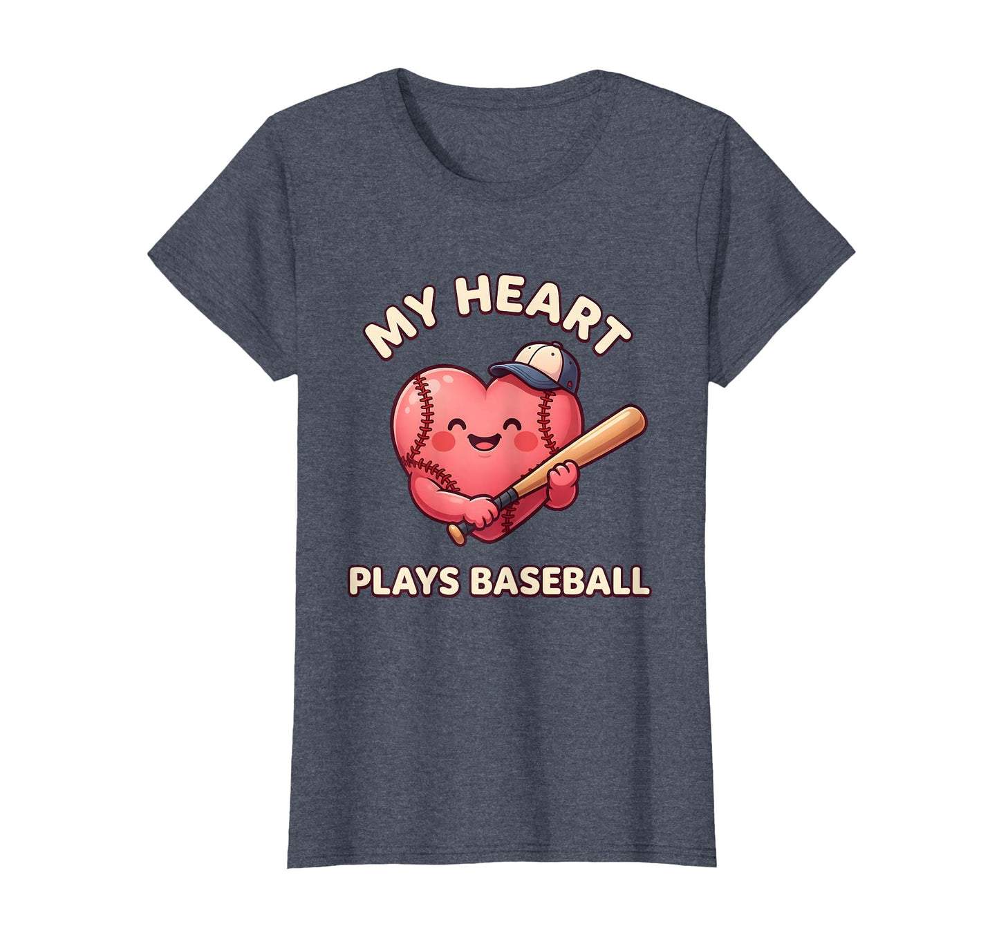 My Heart Plays Baseball Baseball Mom T-Shirt - Graphic Print for Adults - T-Shirt, Sweatshirt, Hoodie