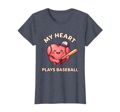 My Heart Plays Baseball Baseball Mom T-Shirt - Graphic Print for Adults - T-Shirt, Sweatshirt, Hoodie