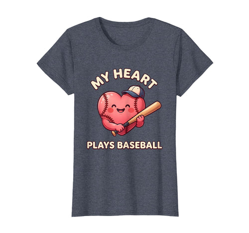 My Heart Plays Baseball Baseball Mom T-Shirt - Graphic Print for Adults - T-Shirt, Sweatshirt, Hoodie