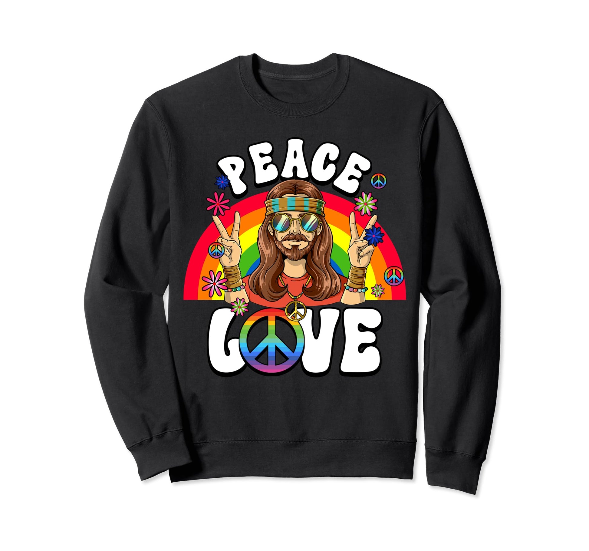 60S 70S Costume Peace Love Hippie Sweatshirt - Fun Novelty Design Unisex - T-Shirt, Sweatshirt, Hoodie