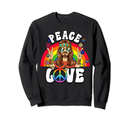 60S 70S Costume Peace Love Hippie Sweatshirt - Fun Novelty Design Unisex - T-Shirt, Sweatshirt, Hoodie