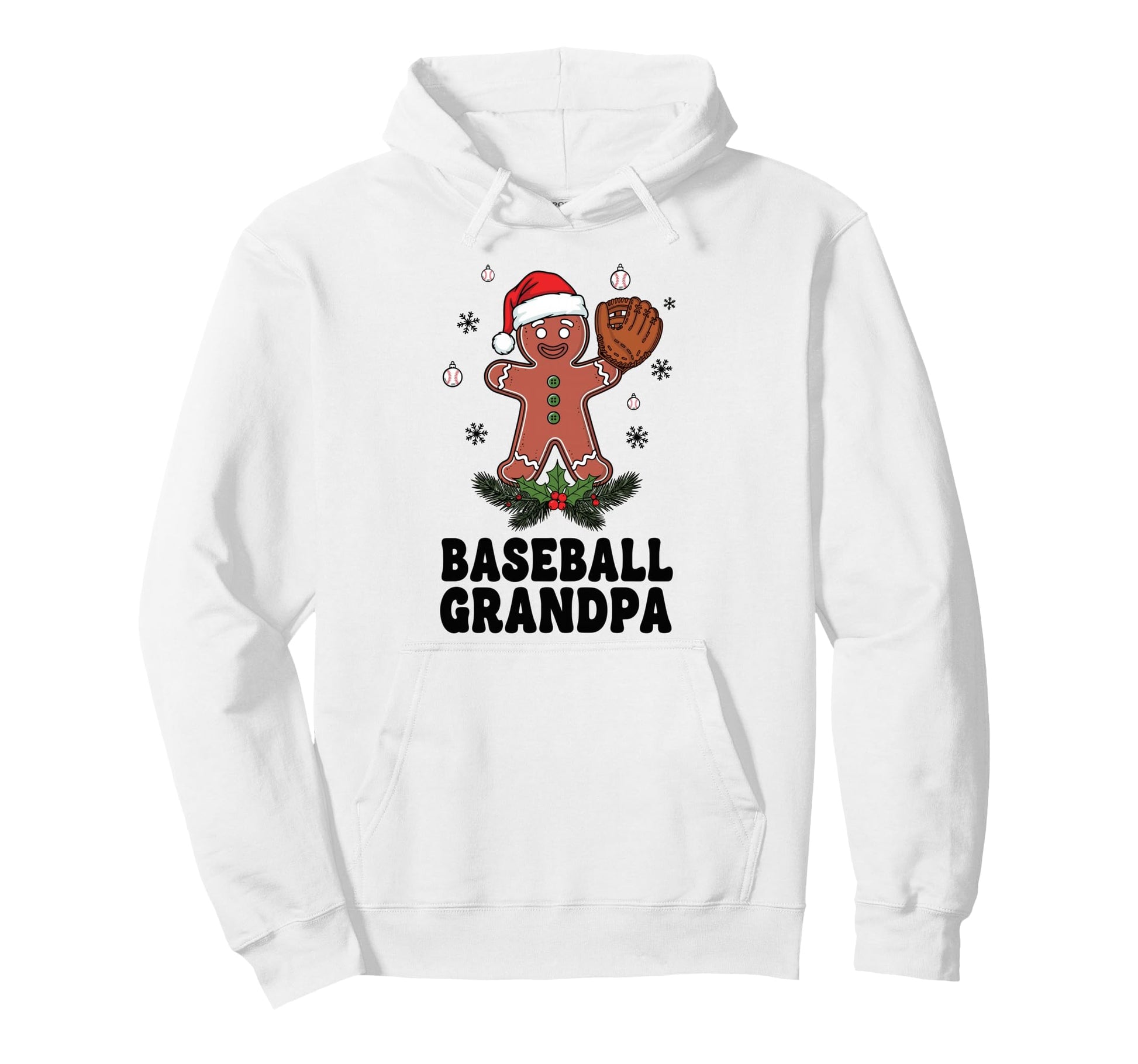 Festive Baseball Grandpa Gingerbread Hoodie - Minimalist Print Unisex - T-Shirt, Sweatshirt, Hoodie
