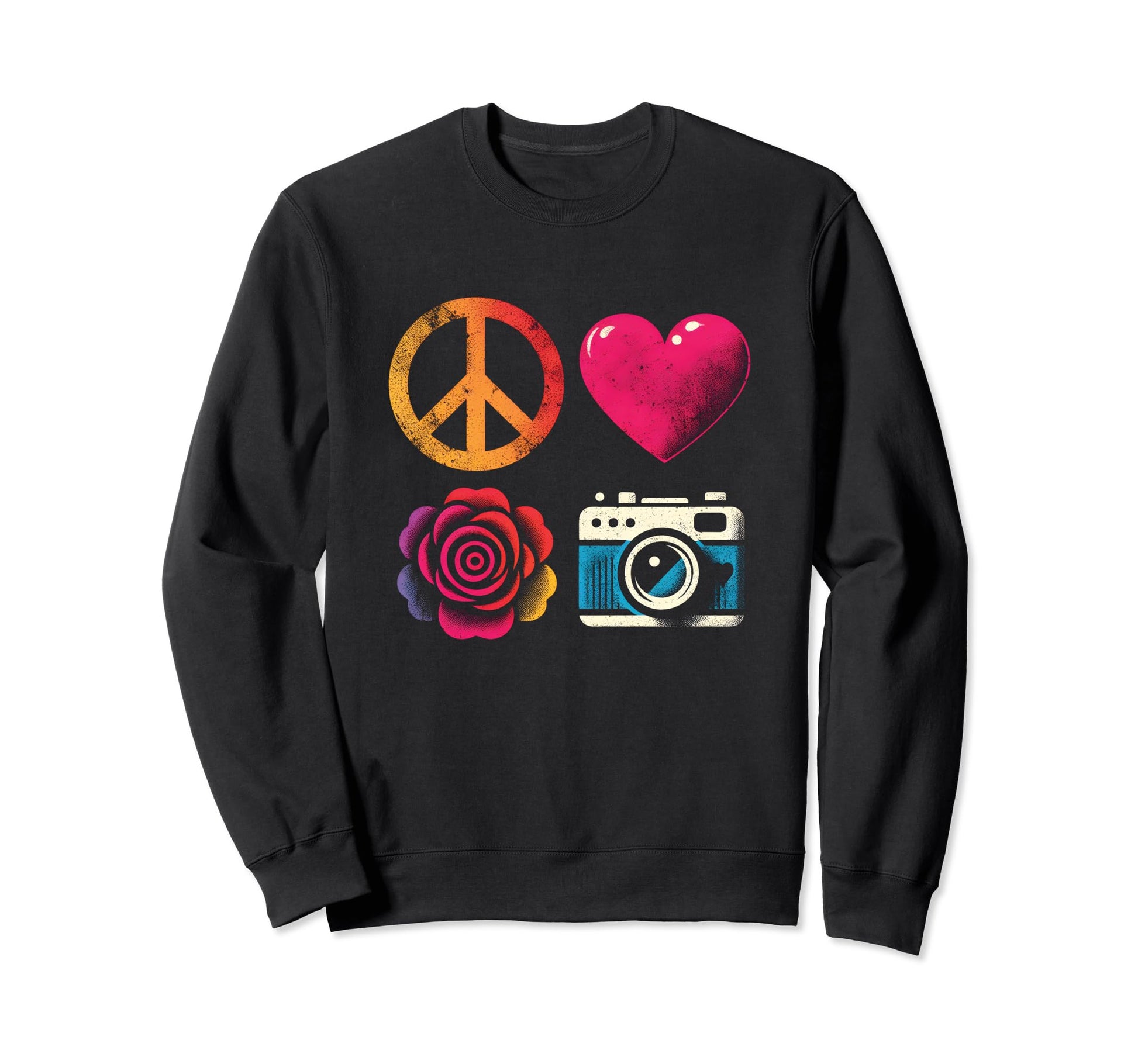 Peace Love And Camera Peace Symbol Sweatshirt - Novelty Apparel Men Women - T-Shirt, Sweatshirt, Hoodie