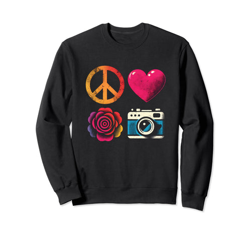 Peace Love And Camera Peace Symbol Sweatshirt - Novelty Apparel Men Women - T-Shirt, Sweatshirt, Hoodie