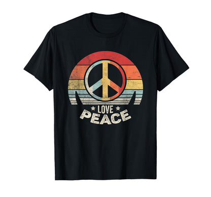 Peace Sign Love 60S 70S Hippie T-Shirt - Aesthetic Graphic Men Women - T-Shirt, Sweatshirt, Hoodie