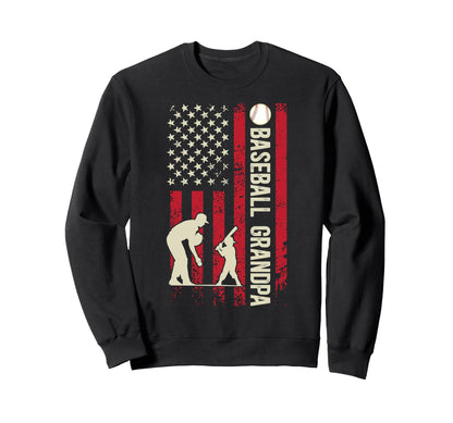 Baseball Grandpa Us Flag Baseball Sweatshirt - Streetwear Style Unisex - T-Shirt, Sweatshirt, Hoodie