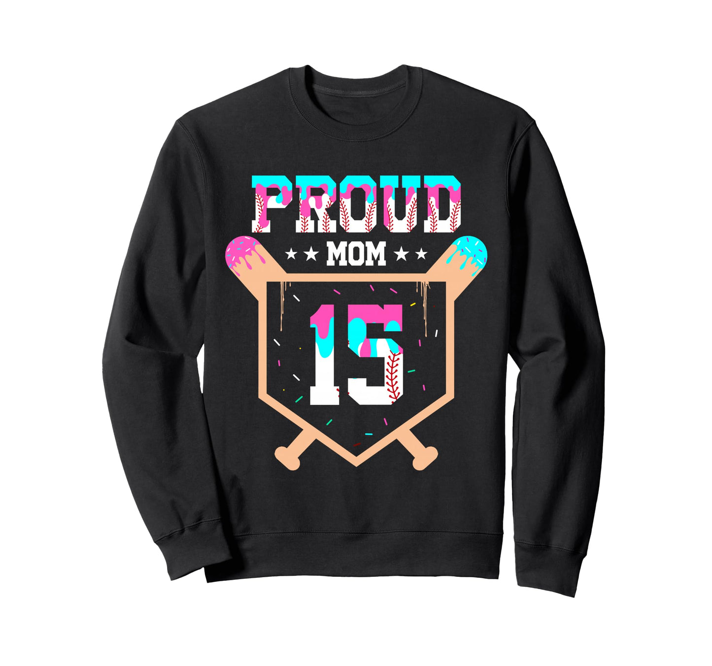 Proud Mom Baseball Player Number 15 Sweatshirt - Minimalist Print Unisex - T-Shirt, Sweatshirt, Hoodie