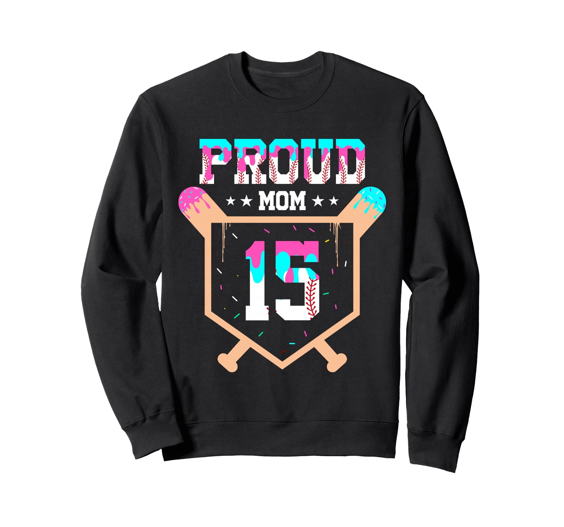Proud Mom Baseball Player Number 15 Sweatshirt - Minimalist Print Unisex - T-Shirt, Sweatshirt, Hoodie