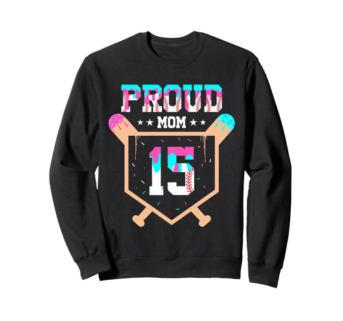 Proud Mom Baseball Player Number 15 Sweatshirt - Minimalist Print Unisex - T-Shirt, Sweatshirt, Hoodie