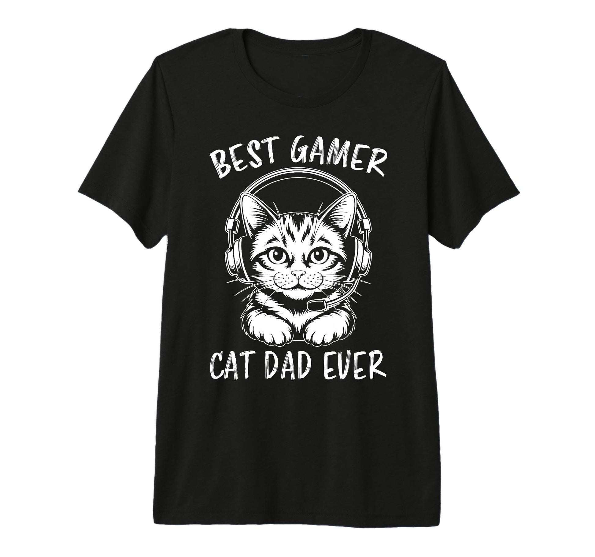 Best Gamer Cat Dad Ever Funny Gaming Tri T-Shirt - Custom Art Print Unisex - T-Shirt, Sweatshirt, Hoodie