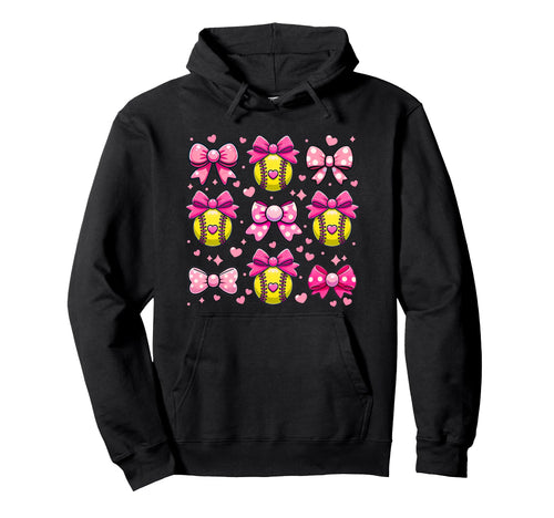 Softball Coquette Bow Softball Mom Hoodie - Graphic Print for Adults - T-Shirt, Sweatshirt, Hoodie