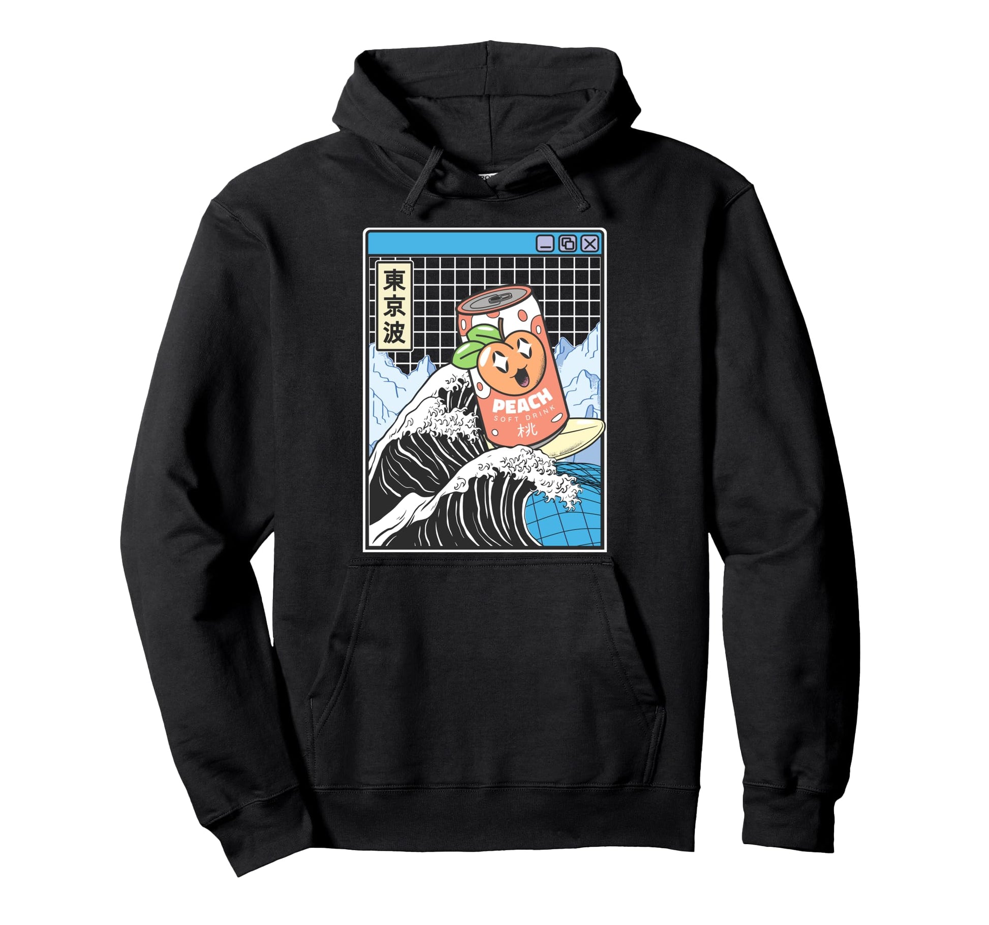 Peach Soda Surfing Kanagawa Wave Hoodie - Fun Novelty Design Unisex - T-Shirt, Sweatshirt, Hoodie