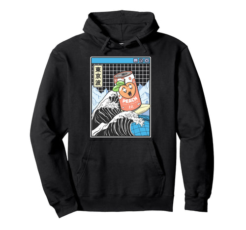 Peach Soda Surfing Kanagawa Wave Hoodie - Fun Novelty Design Unisex - T-Shirt, Sweatshirt, Hoodie