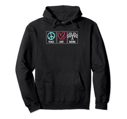 Drag Race Car Lover Peace Love Drag Racing Hoodie - Custom Art Print Unisex - T-Shirt, Sweatshirt, Hoodie