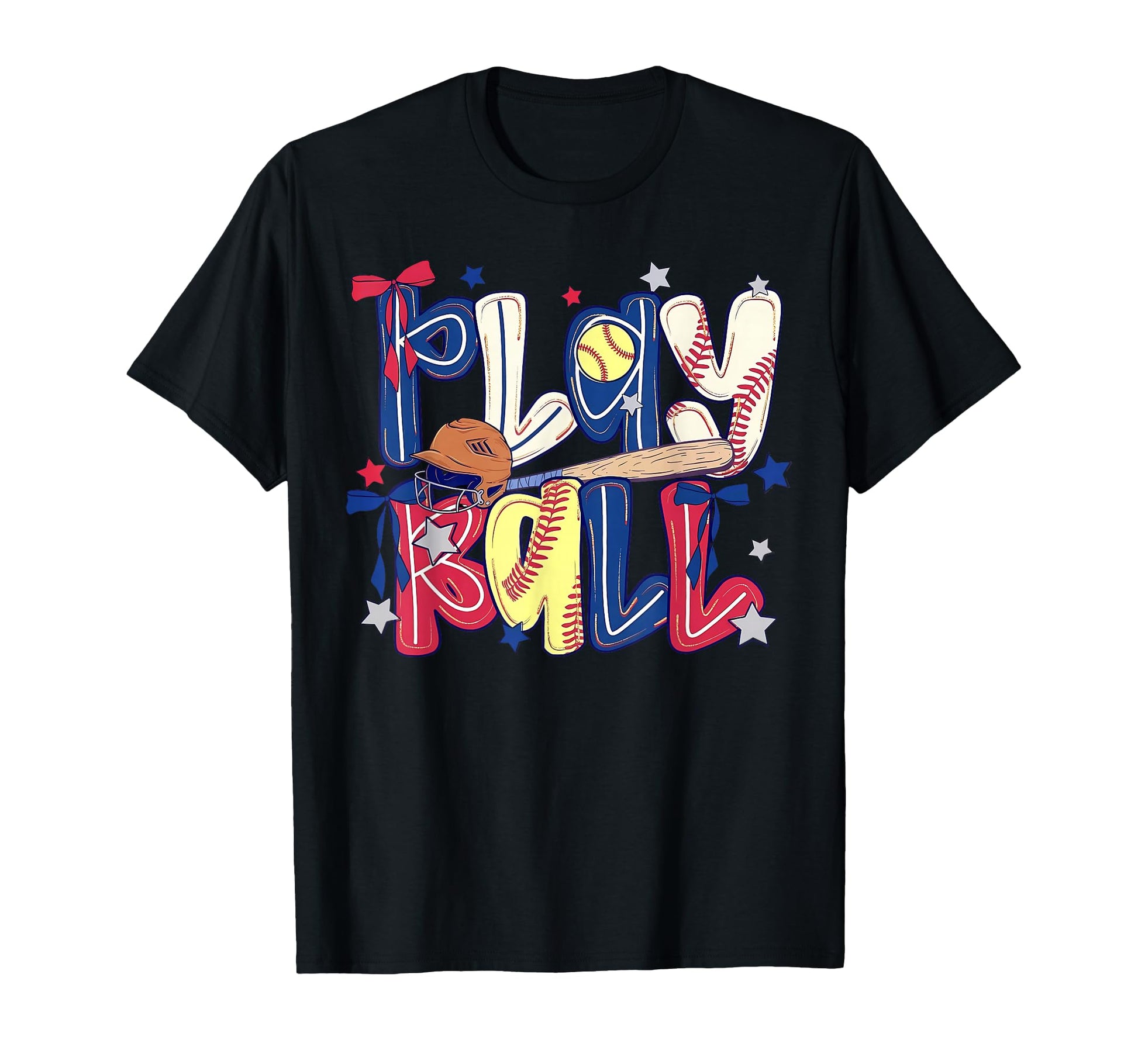 Preppy Girly Play Ball Baseball Moms T-Shirt - Casual Everyday Wear Unisex - T-Shirt, Sweatshirt, Hoodie