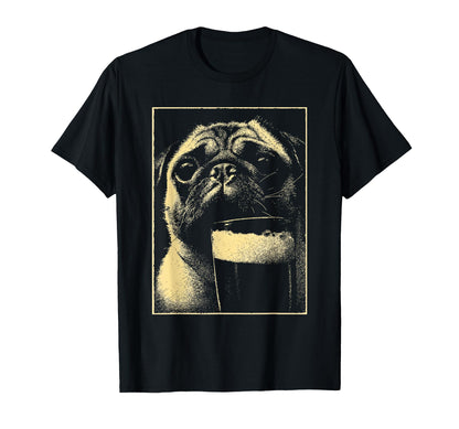 St Patricks Day Pug Beer Dog T-Shirt - Custom Art Print for Adults - T-Shirt, Sweatshirt, Hoodie