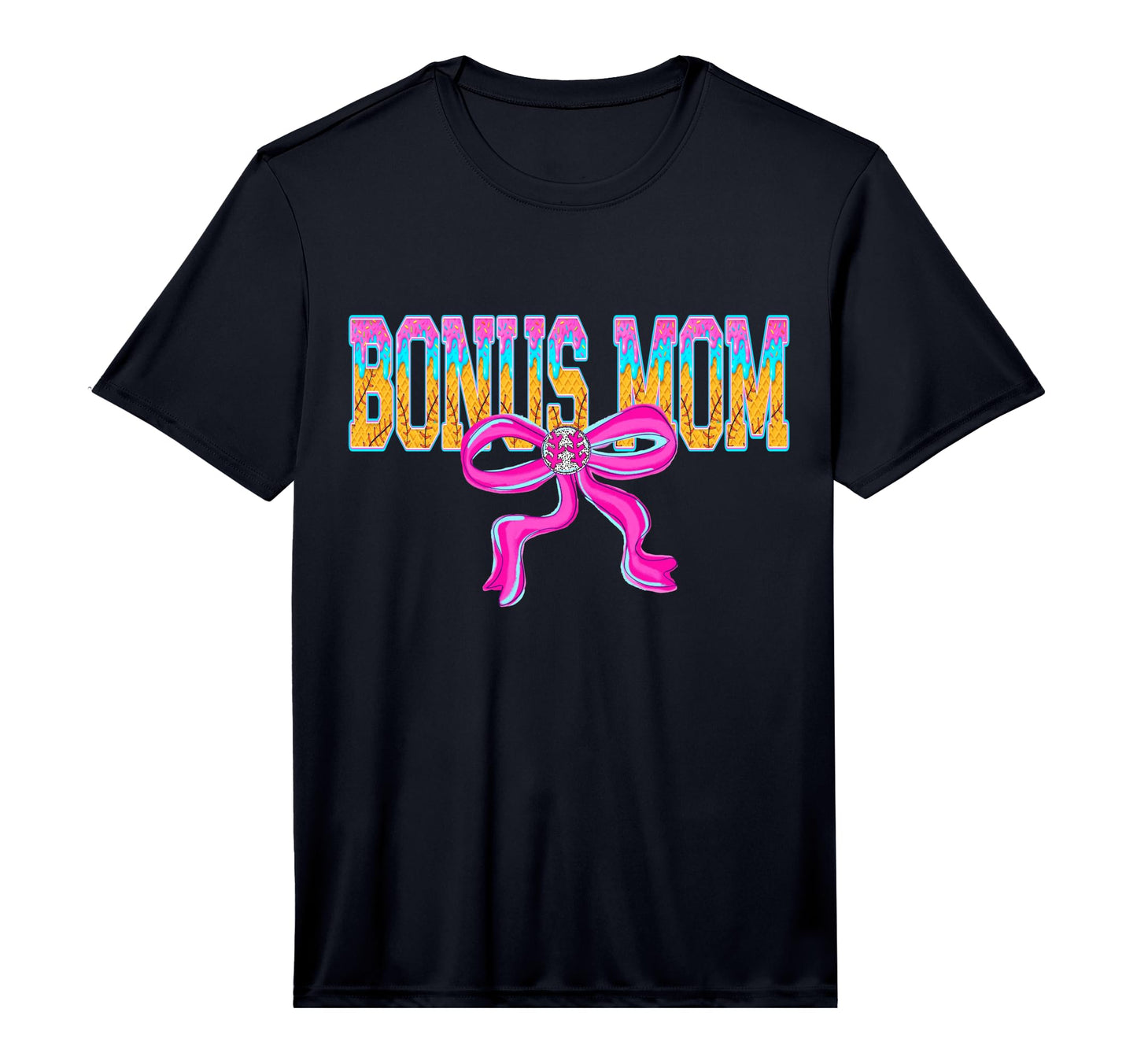 Baseball Bonus Mom Ice Cream Drip T-Shirt - Novelty Apparel for Adults - T-Shirt, Sweatshirt, Hoodie