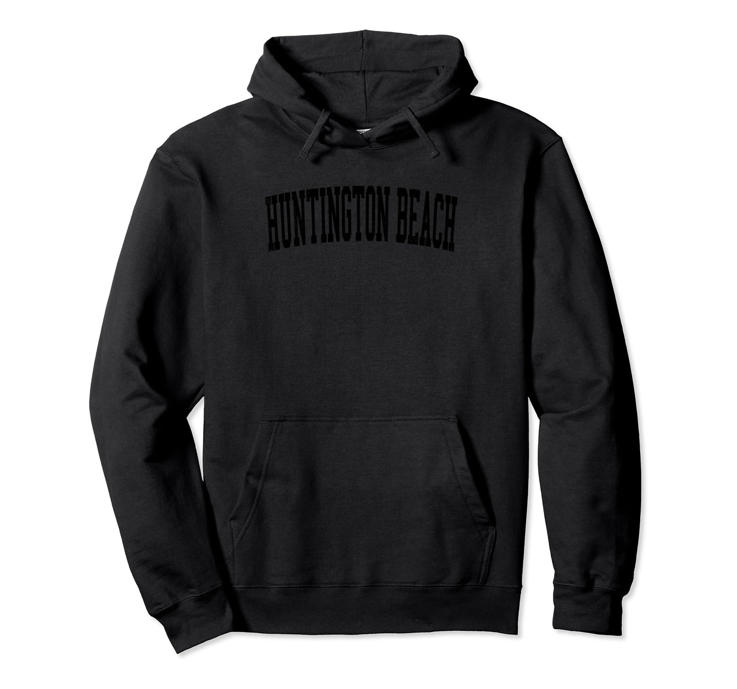 Huntington Beach Distressed Black Varsity Hoodie - Graphic Print Unisex - T-Shirt, Sweatshirt, Hoodie