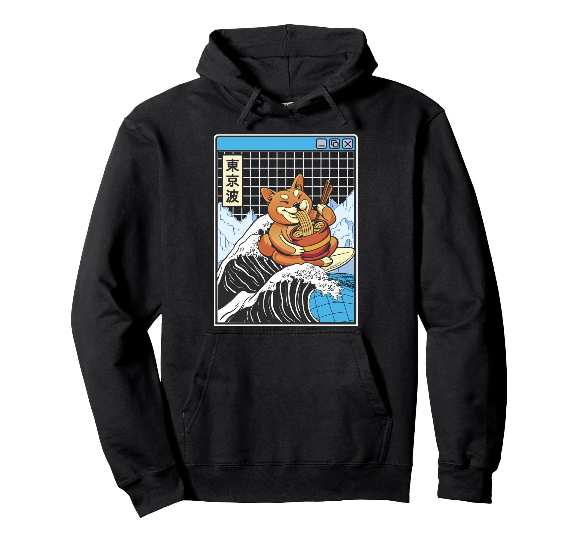 Shiba Inu Eating Ramen Surfing Hoodie - Streetwear Style Men Women - T-Shirt, Sweatshirt, Hoodie