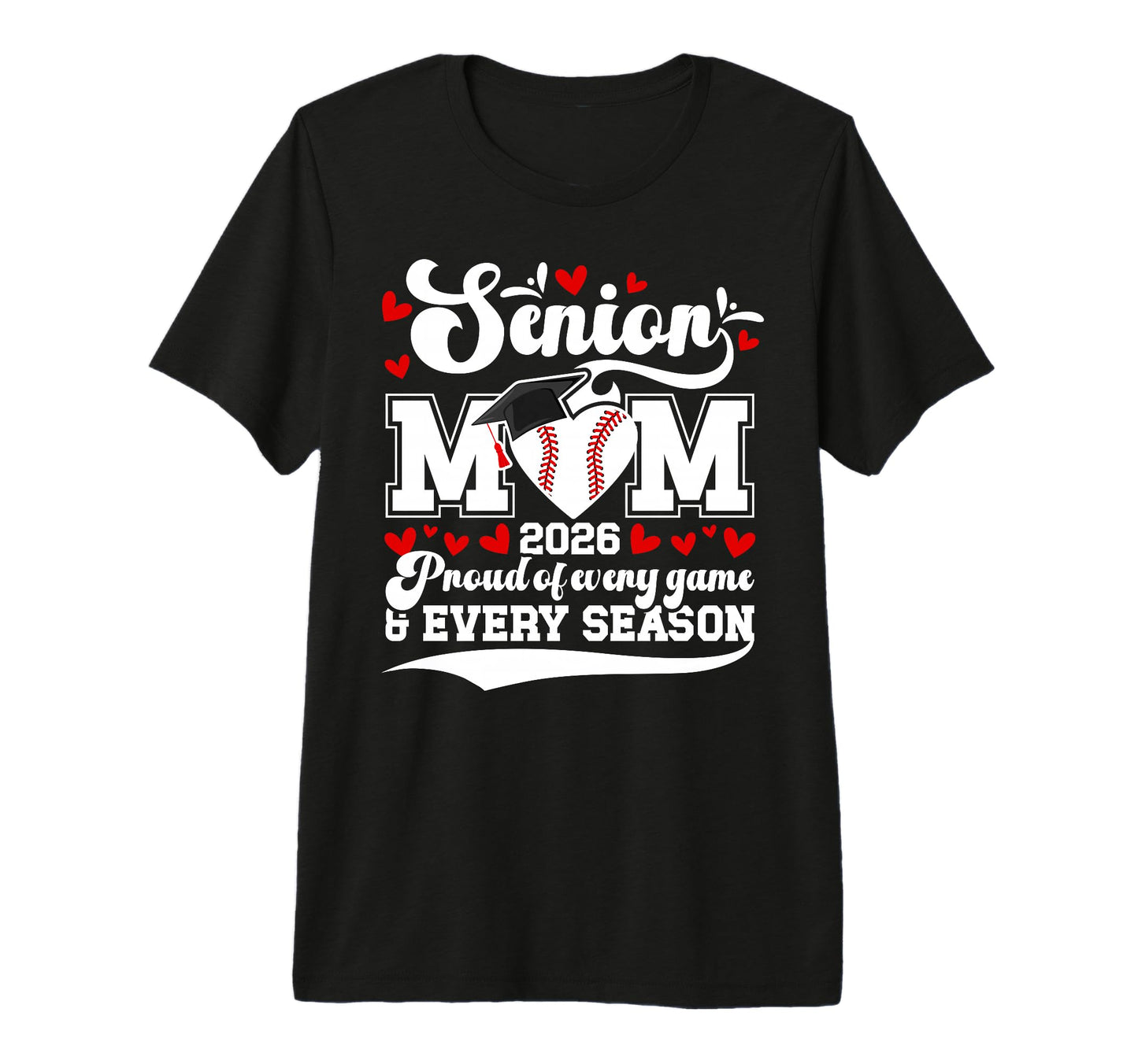 Baseball Senior Mom 2026 Proud Baseball T-Shirt - Custom Art Print Unisex - T-Shirt, Sweatshirt, Hoodie