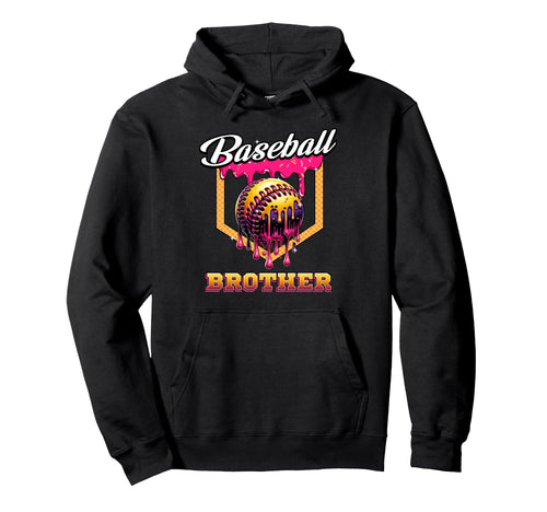 Baseball Brother Ice Cream Drip Home Plate Hoodie - Novelty Apparel Unisex - T-Shirt, Sweatshirt, Hoodie