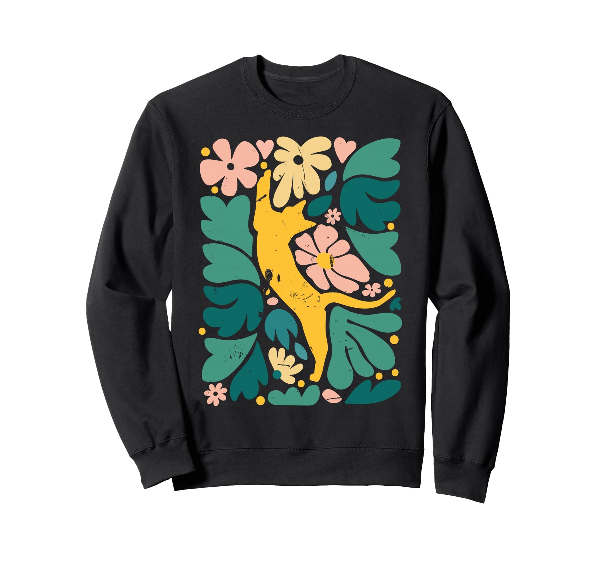 Cat Lovers Boho Matisse Flower Sweatshirt - Custom Art Print Unisex - T-Shirt, Sweatshirt, Hoodie