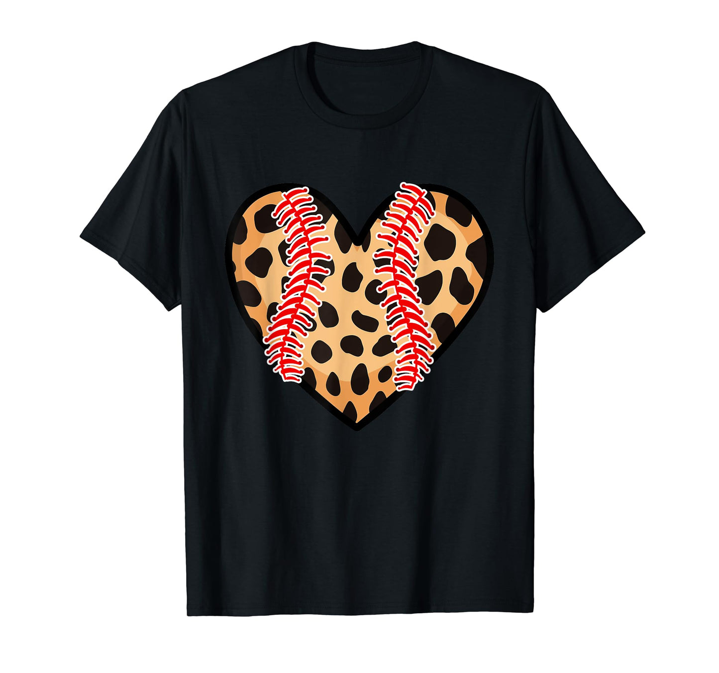 Funny Baseball Mom Leopard Heart T-Shirt - Novelty Apparel Men Women - T-Shirt, Sweatshirt, Hoodie