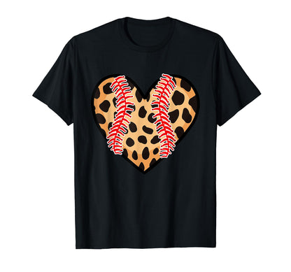 Funny Baseball Mom Leopard Heart T-Shirt - Novelty Apparel Men Women - T-Shirt, Sweatshirt, Hoodie