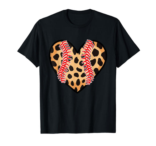 Funny Baseball Mom Leopard Heart T-Shirt - Novelty Apparel Men Women - T-Shirt, Sweatshirt, Hoodie