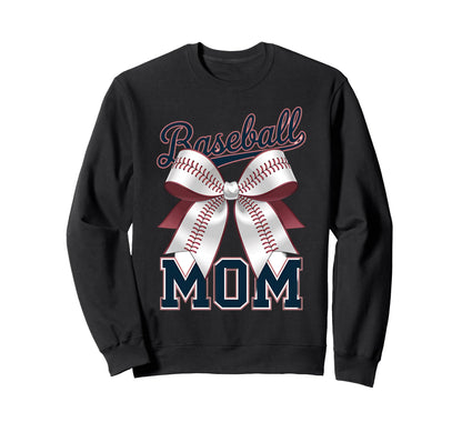 Baseball Mom Coquette Bow Sweatshirt - Streetwear Style for Adults - T-Shirt, Sweatshirt, Hoodie