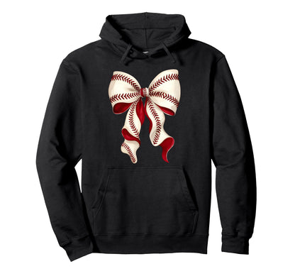 Baseball Mom Coquette Bow Sports Hoodie - Casual Everyday Wear for Adults - T-Shirt, Sweatshirt, Hoodie