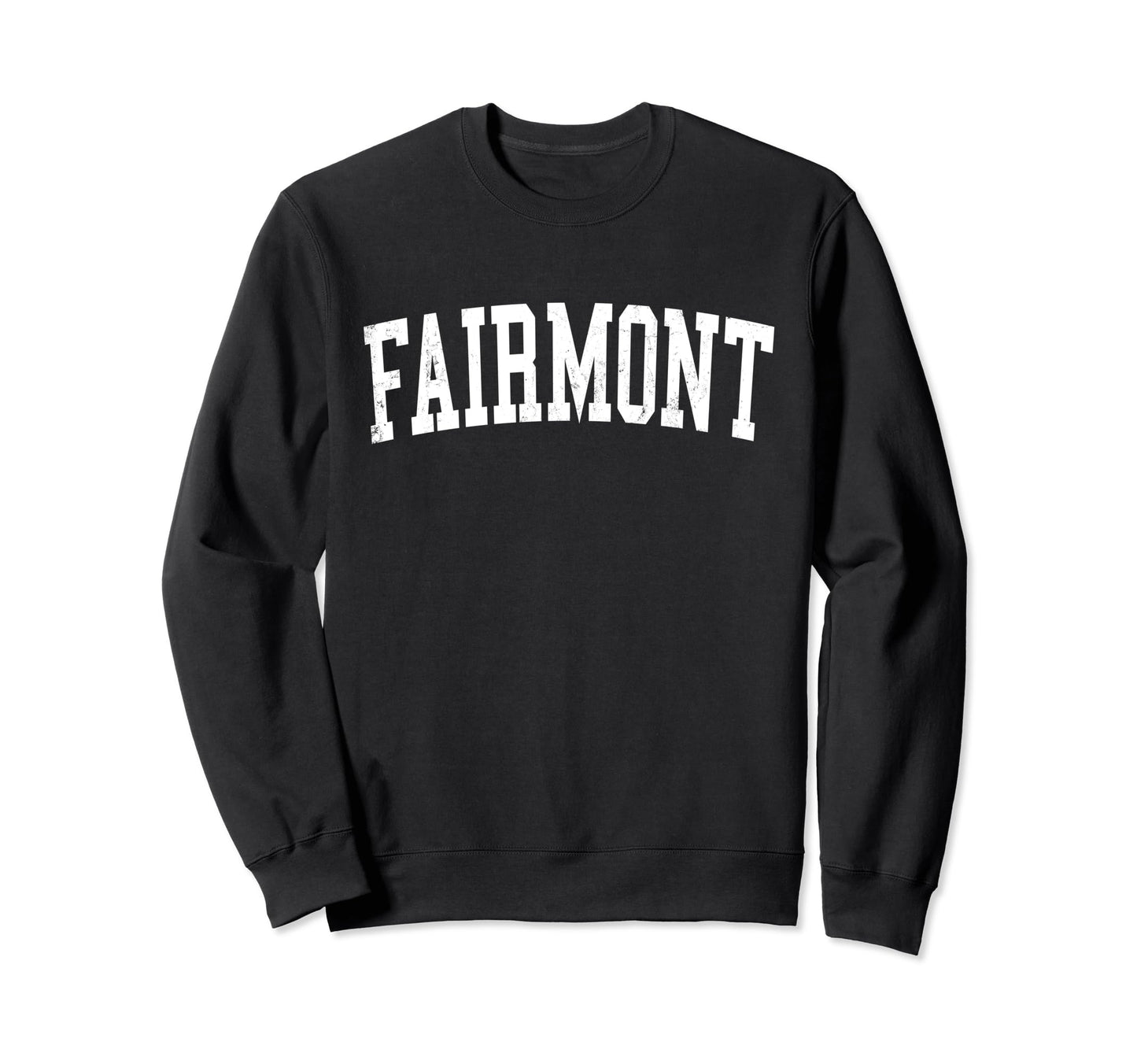 Fairmont Mn Distressed White Varsity Sweatshirt - Novelty Apparel Unisex - T-Shirt, Sweatshirt, Hoodie