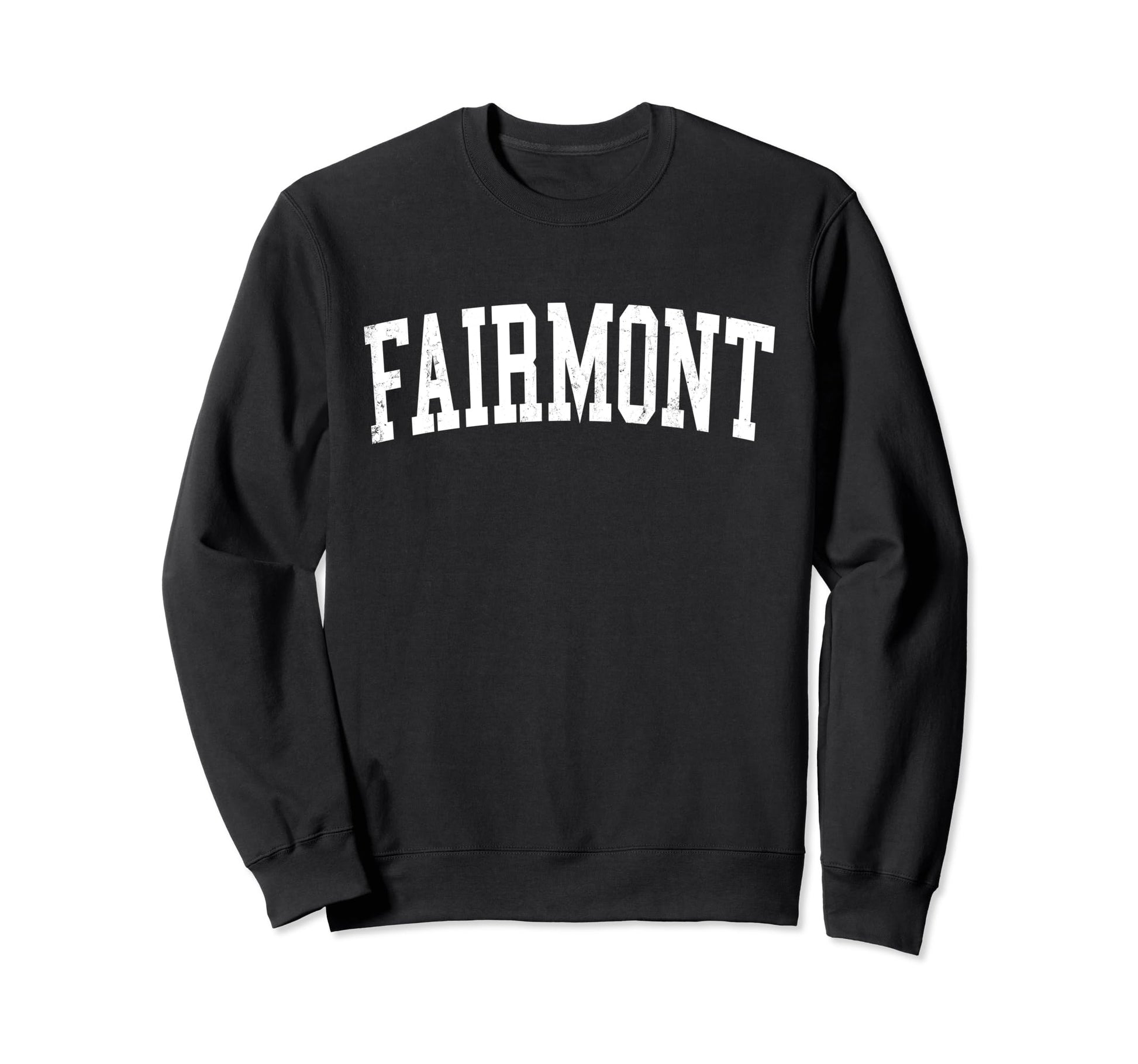 Fairmont Mn Distressed White Varsity Sweatshirt - Novelty Apparel Unisex - T-Shirt, Sweatshirt, Hoodie