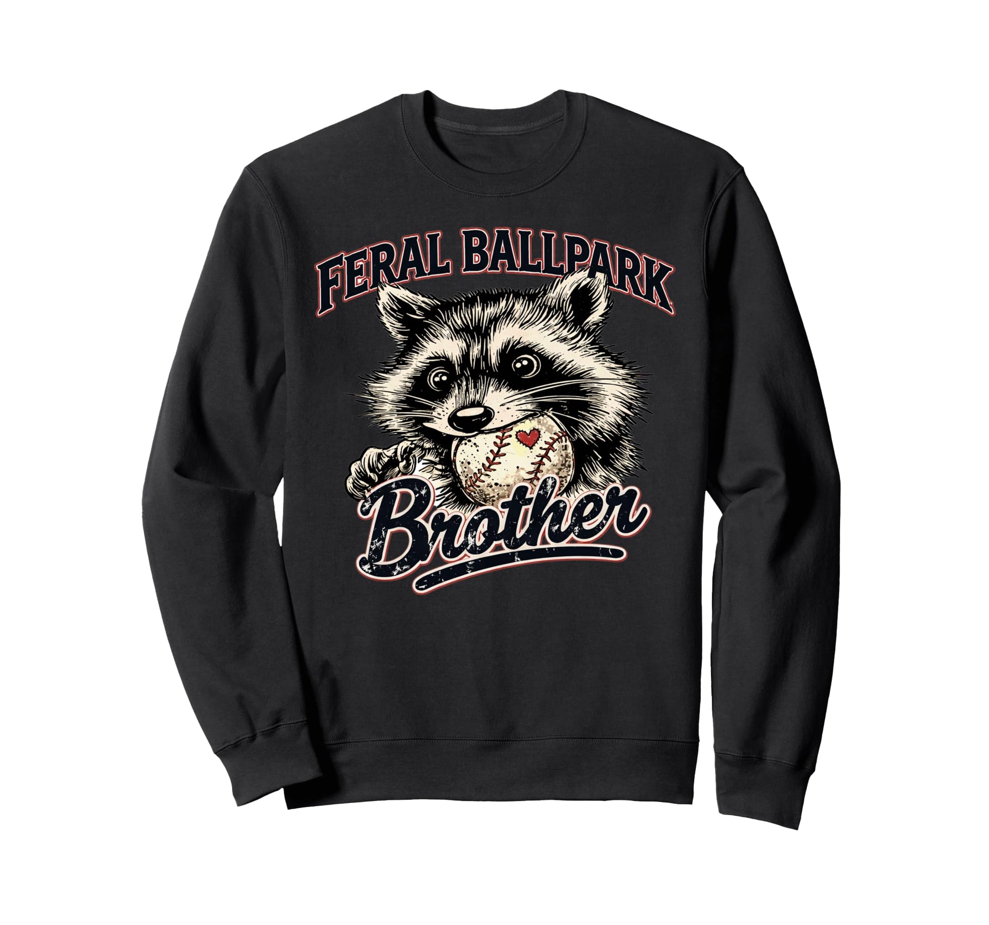 Raccoon And Scooter Feral Ballpark Sweatshirt - Unique Graphic Unisex - T-Shirt, Sweatshirt, Hoodie