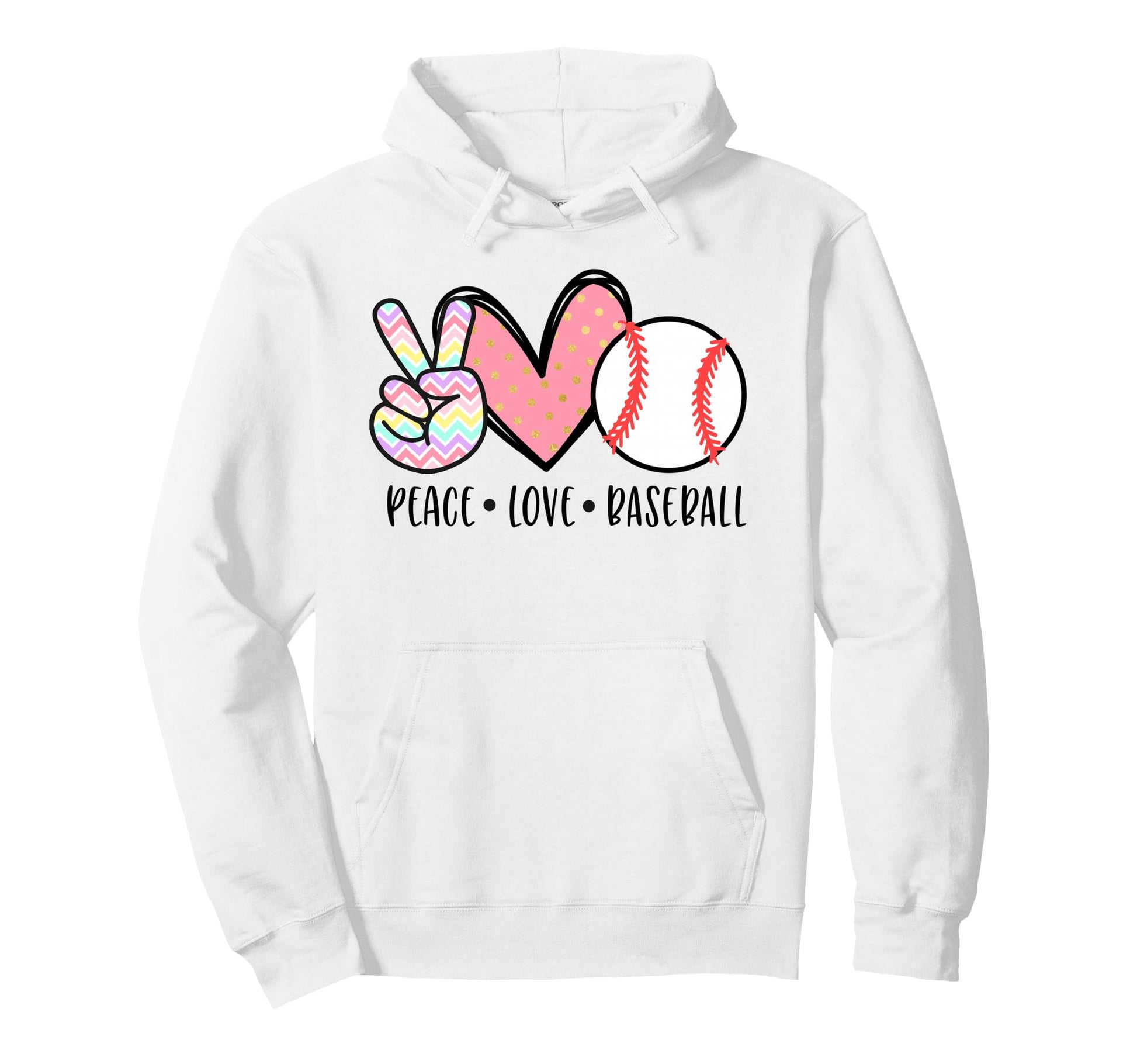 Peace Love Baseball Funny Teens Mom Hoodie - Streetwear Style Men Women - T-Shirt, Sweatshirt, Hoodie