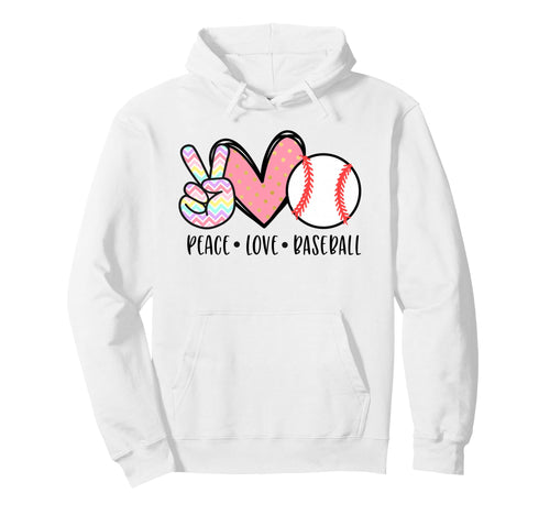 Peace Love Baseball Funny Teens Mom Hoodie - Streetwear Style Men Women - T-Shirt, Sweatshirt, Hoodie