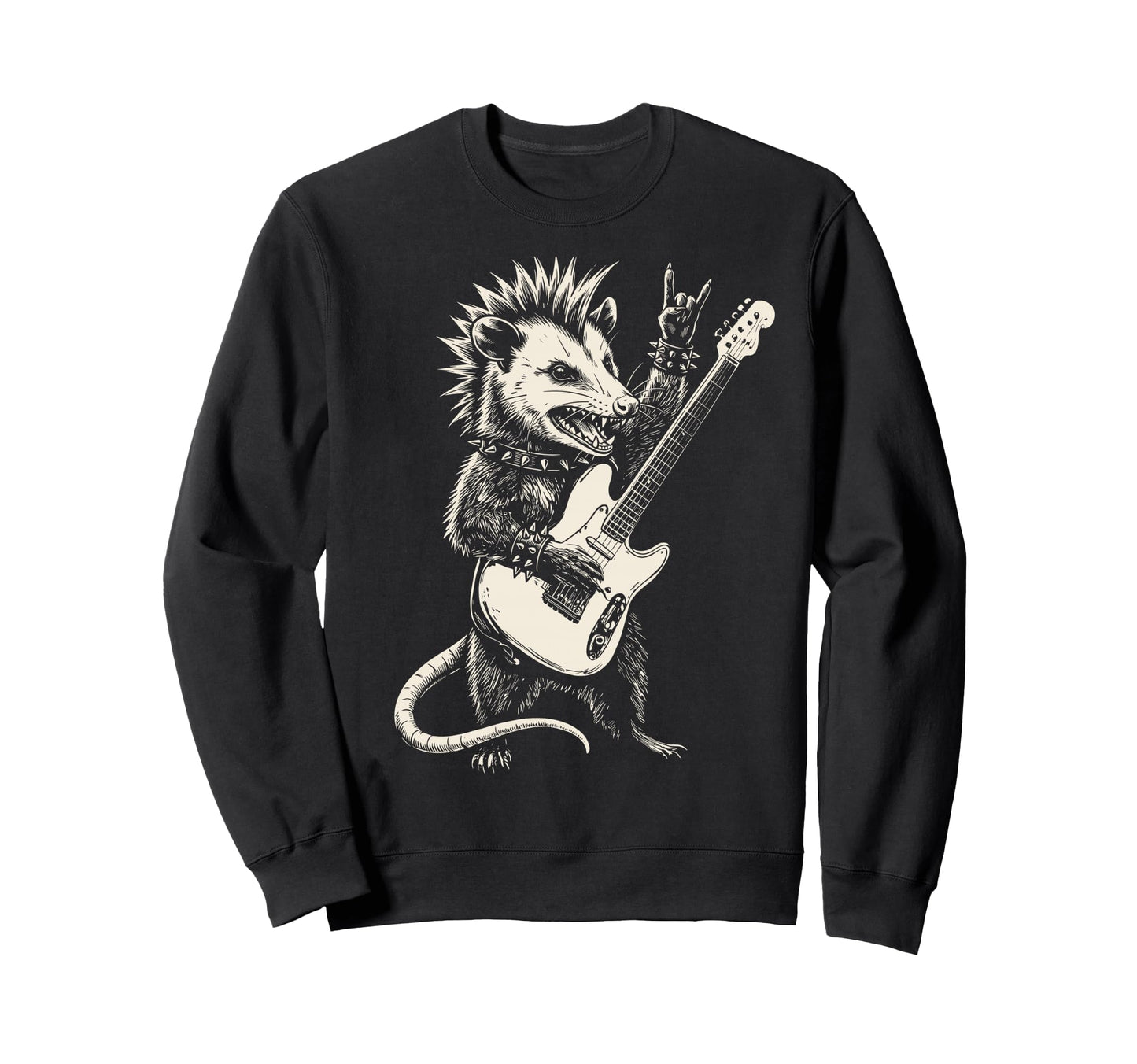 Funny Opossum Playing Guitar Sweatshirt - Fun Novelty Design for Adults - T-Shirt, Sweatshirt, Hoodie