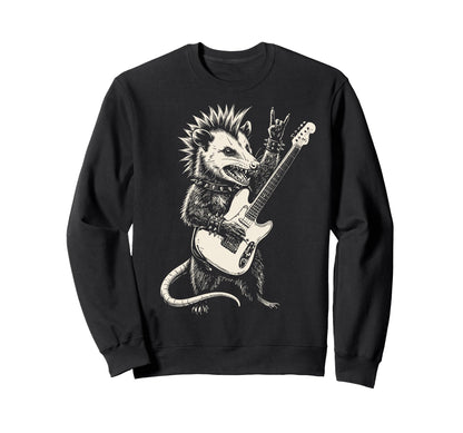Funny Opossum Playing Guitar Sweatshirt - Fun Novelty Design for Adults - T-Shirt, Sweatshirt, Hoodie