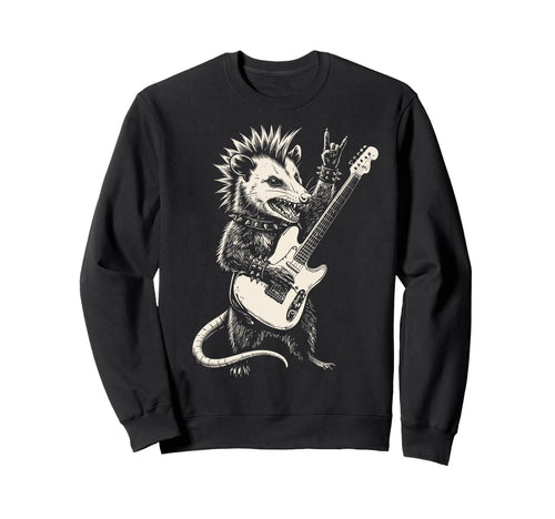 Funny Opossum Playing Guitar Sweatshirt - Fun Novelty Design for Adults - T-Shirt, Sweatshirt, Hoodie