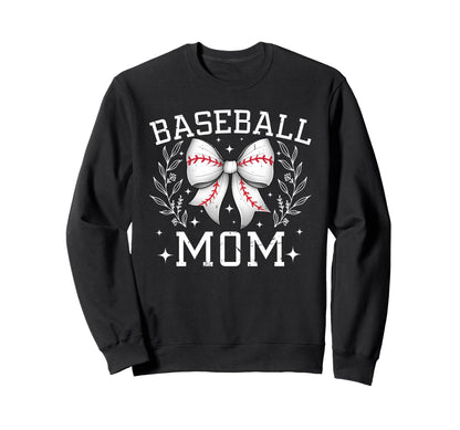 Coquette Bow Baseball Mom Game Sweatshirt - Casual Everyday Wear Unisex - T-Shirt, Sweatshirt, Hoodie