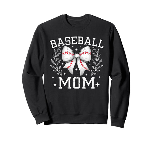 Coquette Bow Baseball Mom Game Sweatshirt - Casual Everyday Wear Unisex - T-Shirt, Sweatshirt, Hoodie
