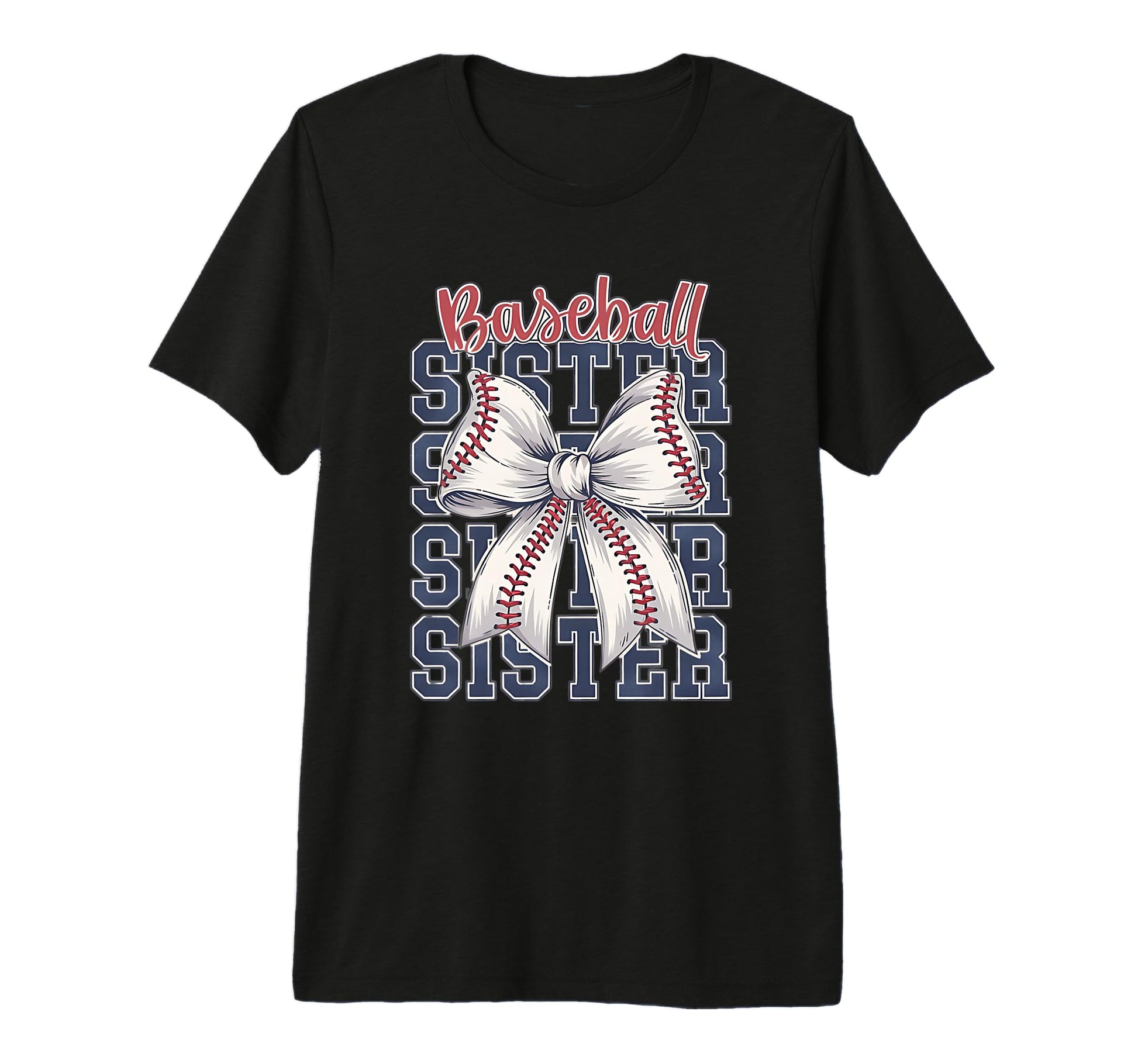 Baseball Sister Coquette Bow Tri Blend T-Shirt - Unique Graphic Unisex - T-Shirt, Sweatshirt, Hoodie