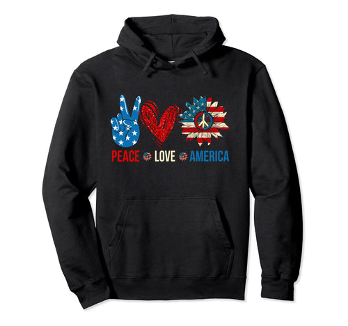 Peace Love America Patriotic Usa Flag Hoodie - Trendy Graphic Men Women - T-Shirt, Sweatshirt, Hoodie