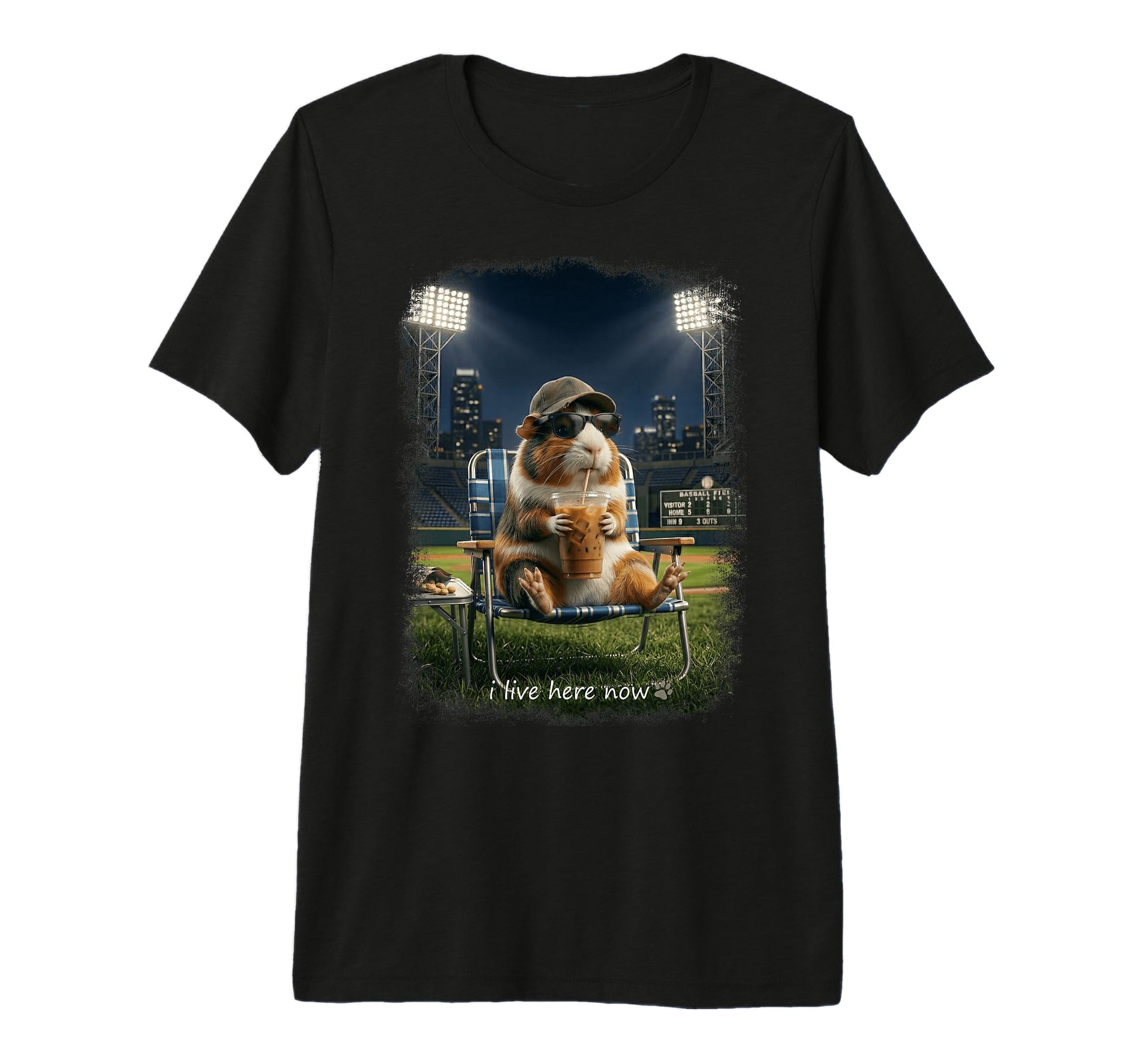 Funny Guinea Pig Ballfield Baseball T-Shirt - Custom Art Print Men Women - T-Shirt, Sweatshirt, Hoodie