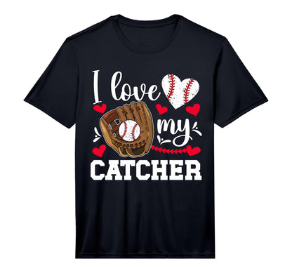Mens I Love My Baseball Catcher Mom T-Shirt - Minimalist Print Unisex - T-Shirt, Sweatshirt, Hoodie