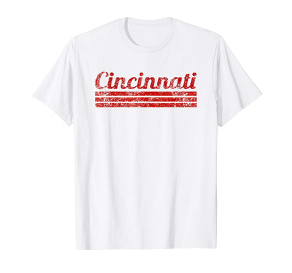 Cincinnati Ohio Weathered Stripe T-Shirt - Custom Art Print Men Women - T-Shirt, Sweatshirt, Hoodie