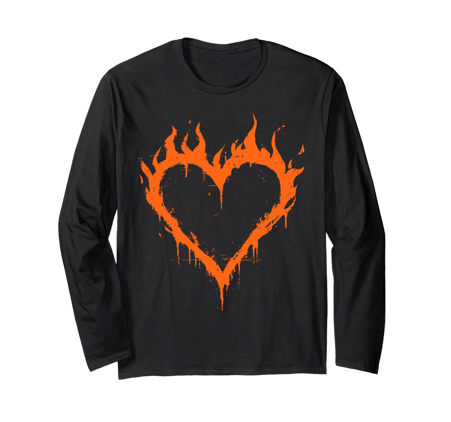 Burning Heart Fire Grunge Y2K T-Shirt - Trendy Graphic for Adults - T-Shirt, Sweatshirt, Hoodie