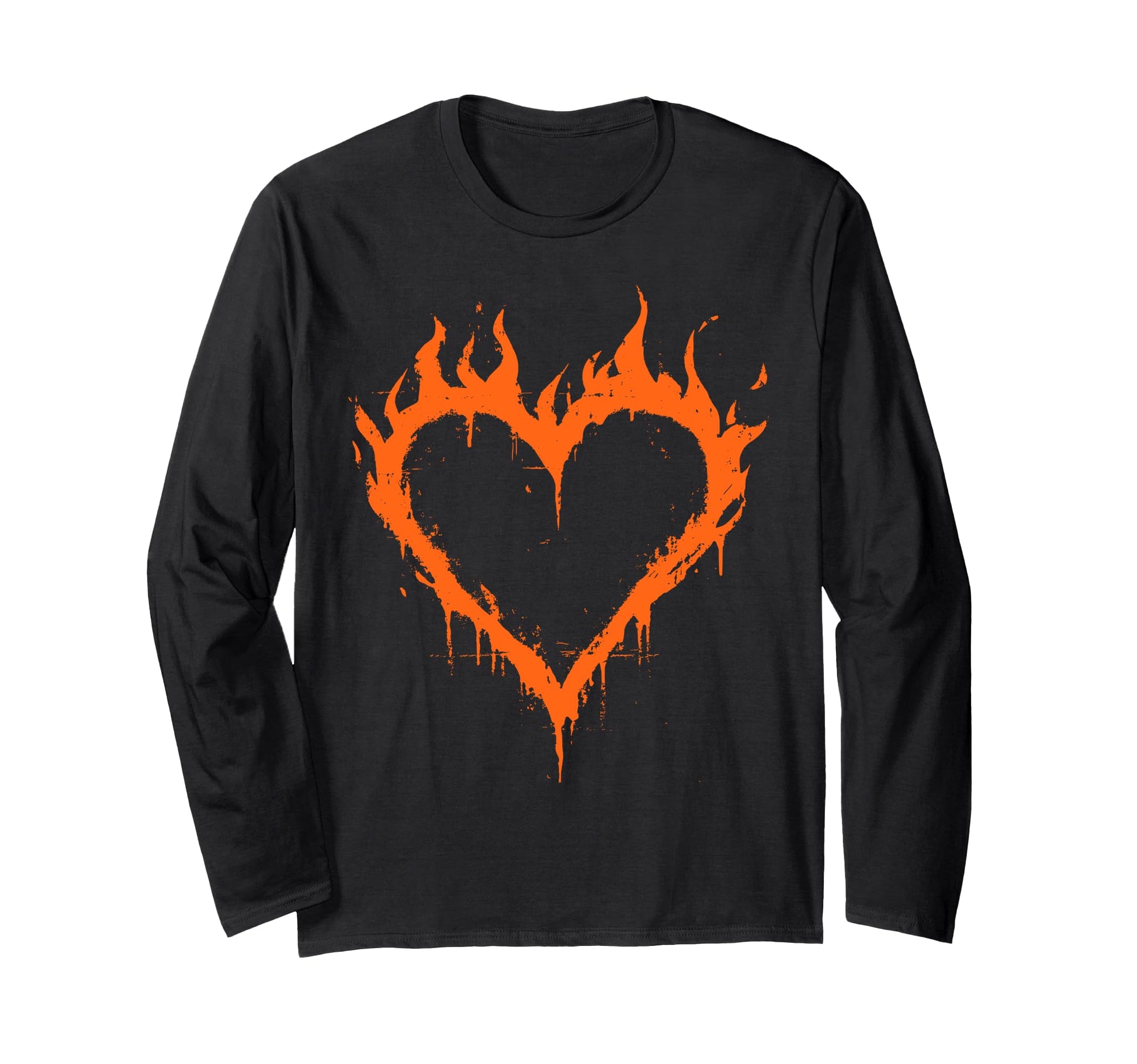Burning Heart Fire Grunge Y2K T-Shirt - Trendy Graphic for Adults - T-Shirt, Sweatshirt, Hoodie
