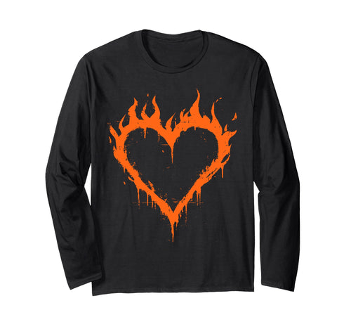 Burning Heart Fire Grunge Y2K T-Shirt - Trendy Graphic for Adults - T-Shirt, Sweatshirt, Hoodie